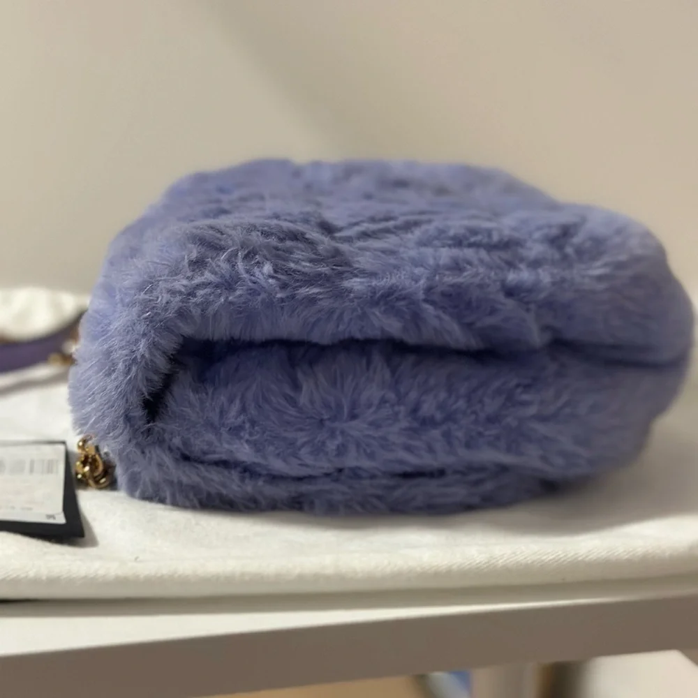 Versace Purple Faux-Fur Virtus Shoulder Bag